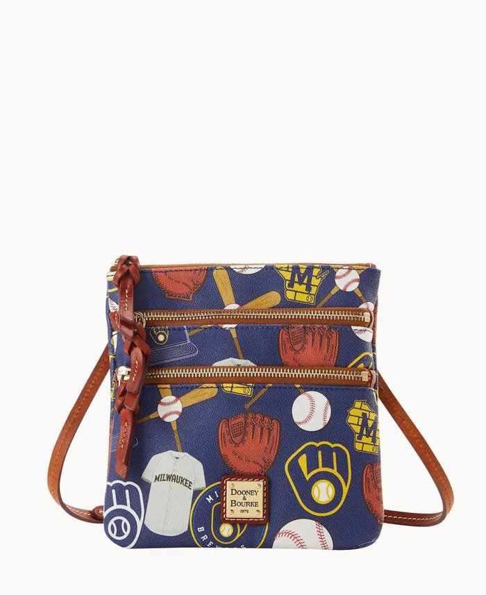 Dooney and Bourke MLB Brewers N S Triple Zip Crossbody Brewers WomenMen Crossbodies Dooney and Bourke MLB Brewers N S Triple Zip Crossbody Brewers WomenMen Crossbodies