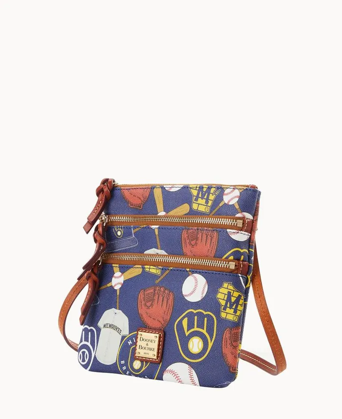Dooney and Bourke MLB Brewers N S Triple Zip Crossbody Brewers WomenMen Crossbodies Dooney and Bourke MLB Brewers N S Triple Zip Crossbody Brewers WomenMen Crossbodies