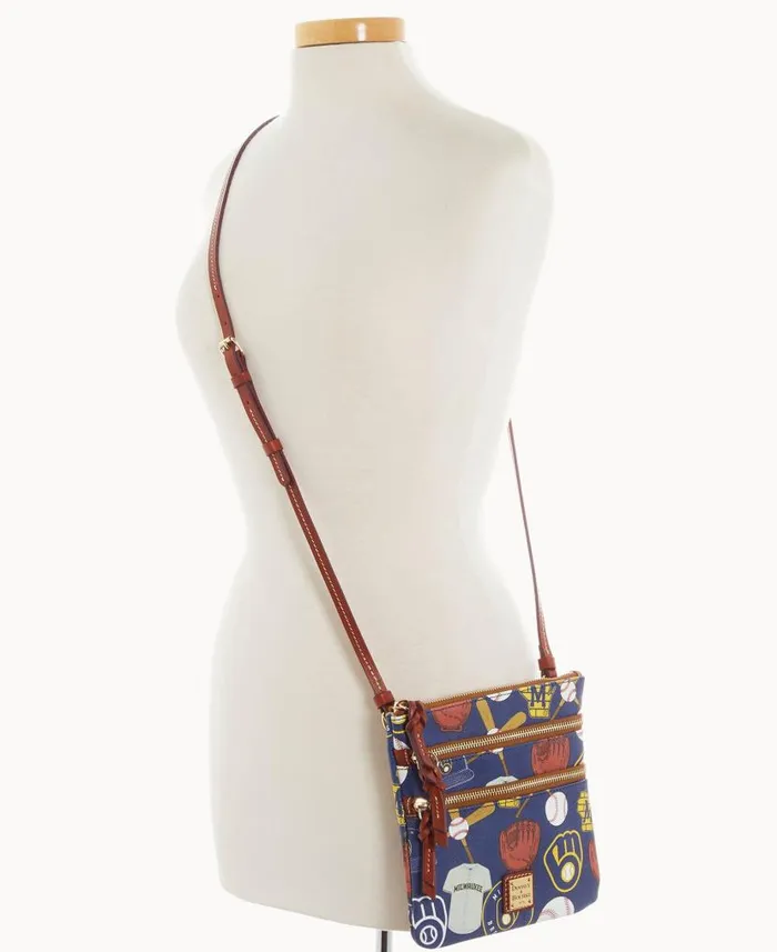 Dooney and Bourke MLB Brewers N S Triple Zip Crossbody Brewers WomenMen Crossbodies Dooney and Bourke MLB Brewers N S Triple Zip Crossbody Brewers WomenMen Crossbodies