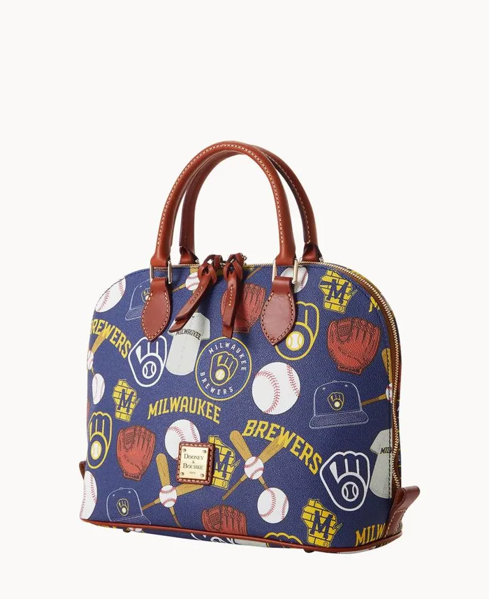 Dooney and Bourke MLB Brewers Zip Zip Satchel Brewers WomenMen Satchels