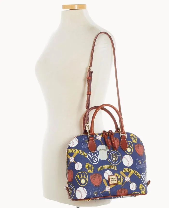 Dooney and Bourke MLB Brewers Zip Zip Satchel Brewers WomenMen Satchels