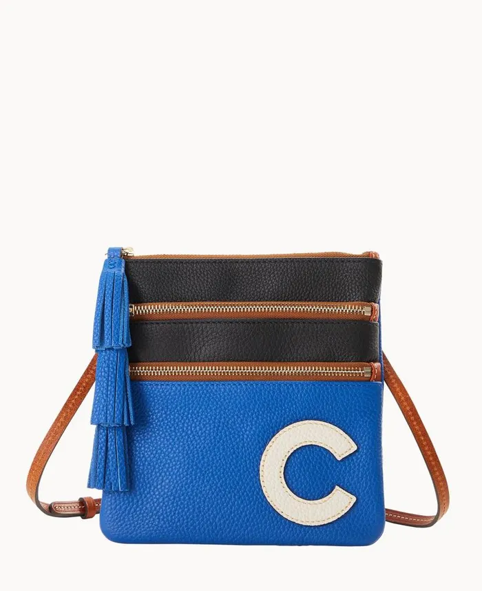 Dooney and Bourke MLB Cubs Triple Zip Crossbody Cubs WomenMen Crossbodies