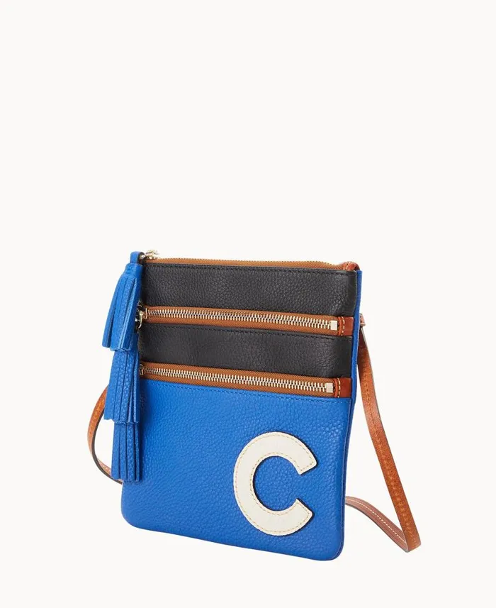 Dooney and Bourke MLB Cubs Triple Zip Crossbody Cubs WomenMen Crossbodies