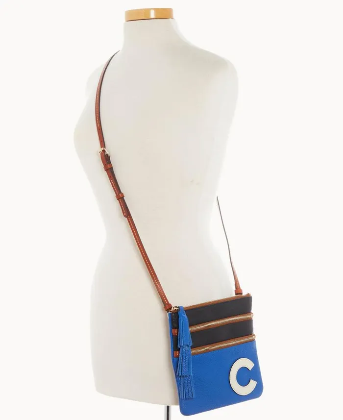 Dooney and Bourke MLB Cubs Triple Zip Crossbody Cubs WomenMen Crossbodies