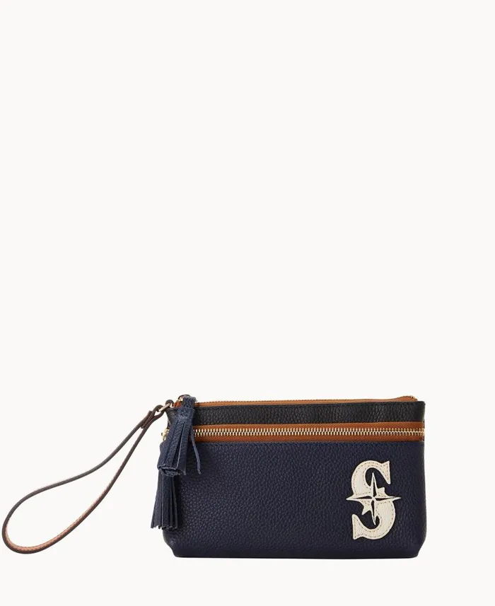 Dooney and Bourke MLB Mariners Double Zip Wristlet Mariners WomenMen Wallets
