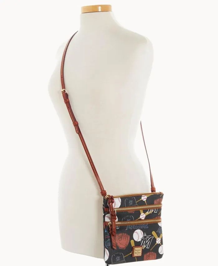 Dooney and Bourke MLB Marlins N S Triple Zip Crossbody Marlins WomenMen Crossbodies Dooney and Bourke MLB Marlins N S Triple Zip Crossbody Marlins WomenMen Crossbodies