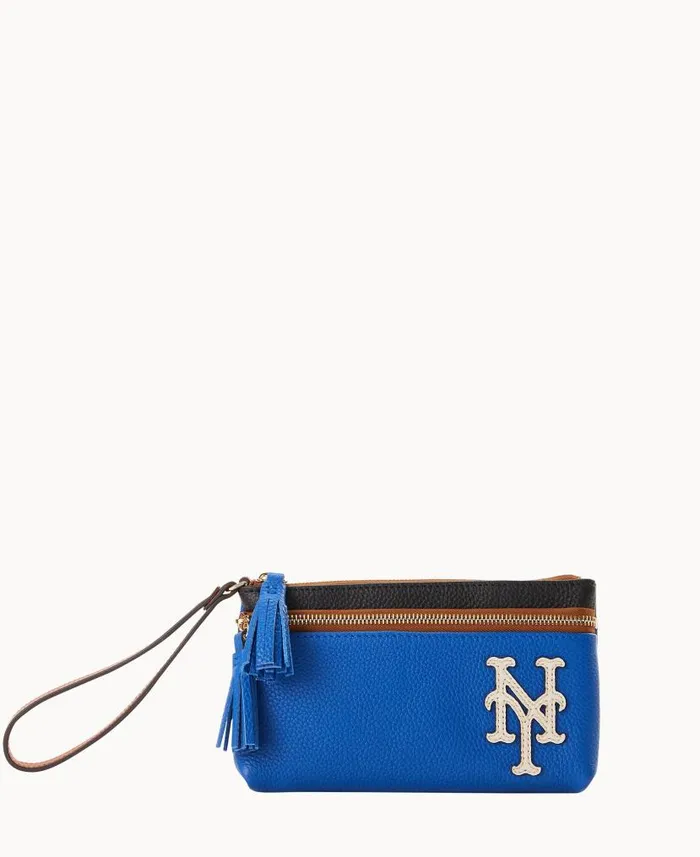 Dooney and Bourke MLB Mets Double Zip Wristlet Mets WomenMen Wallets