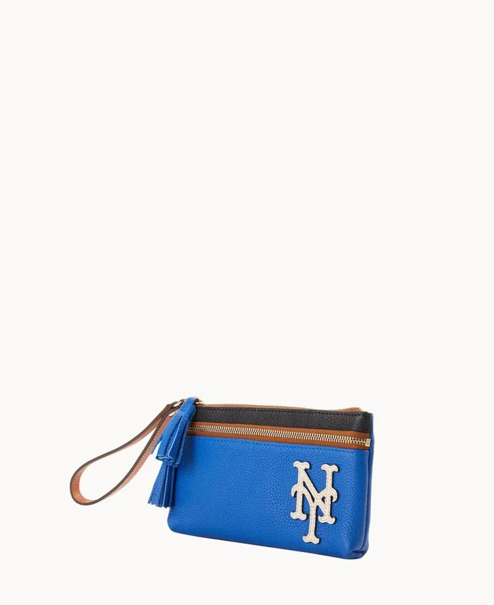 Dooney and Bourke MLB Mets Double Zip Wristlet Mets WomenMen Wallets
