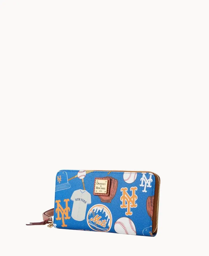 Dooney and Bourke MLB Mets Large Zip Around Wristlet Mets WomenMen Wallets
