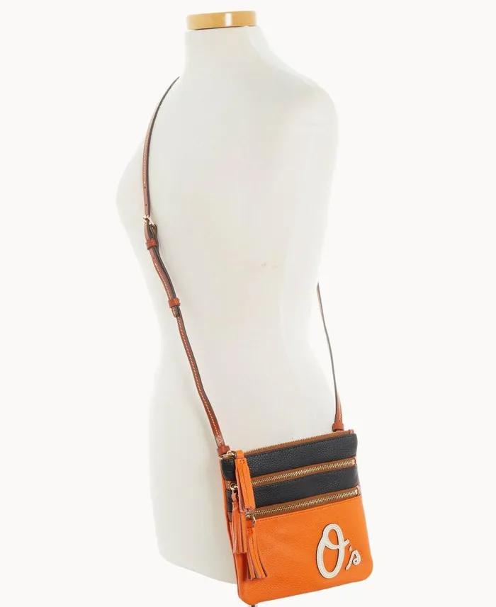 Dooney and Bourke MLB Orioles Triple Zip Crossbody Orioles WomenMen Crossbodies