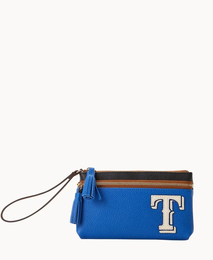 Dooney and Bourke MLB Rangers Double Zip Wristlet Rangers WomenMen Wallets
