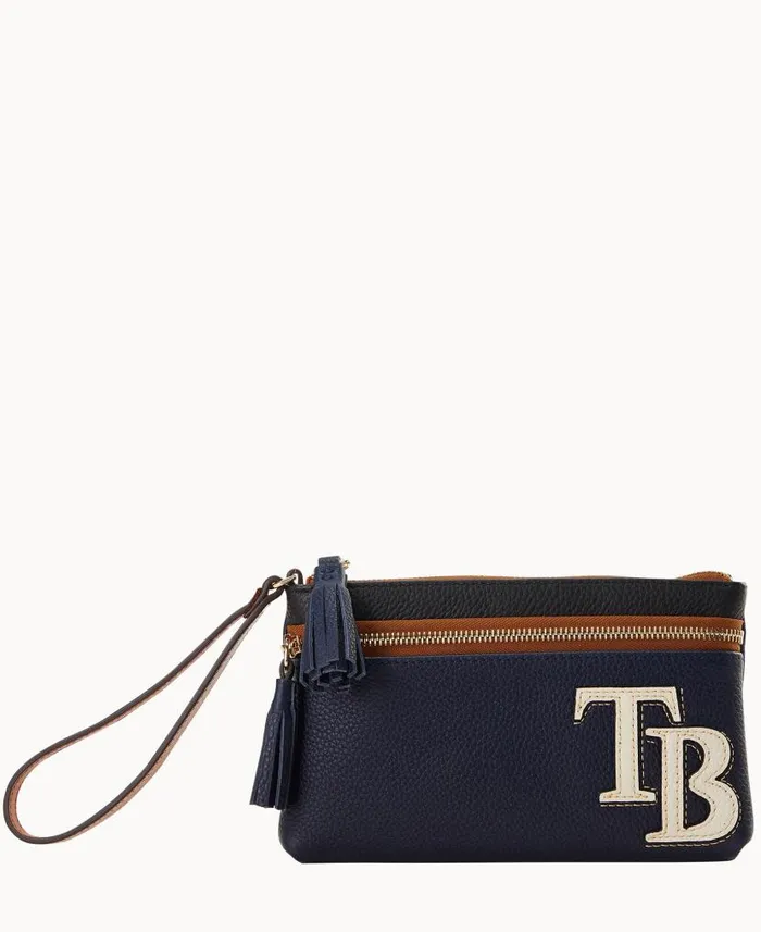 Dooney and Bourke MLB Rays Double Zip Wristlet Rays WomenMen Wallets
