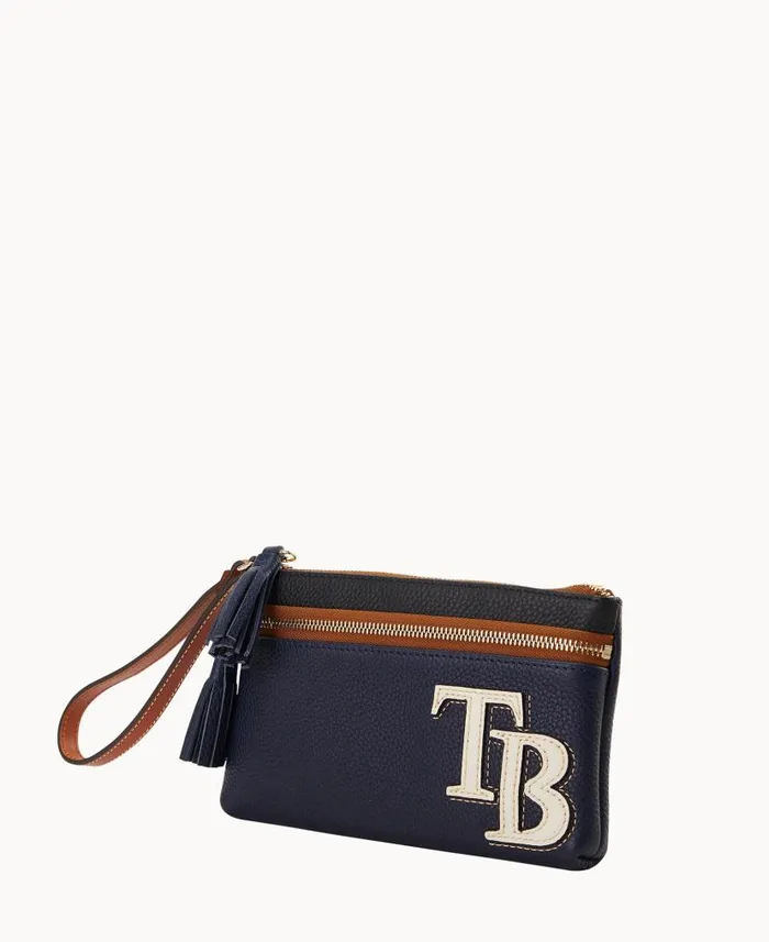 Dooney and Bourke MLB Rays Double Zip Wristlet Rays WomenMen Wallets
