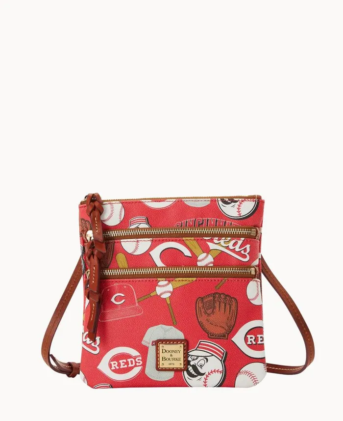 Dooney and Bourke MLB Reds N S Triple Zip Crossbody Reds WomenMen Crossbodies Dooney and Bourke MLB Reds N S Triple Zip Crossbody Reds WomenMen Crossbodies