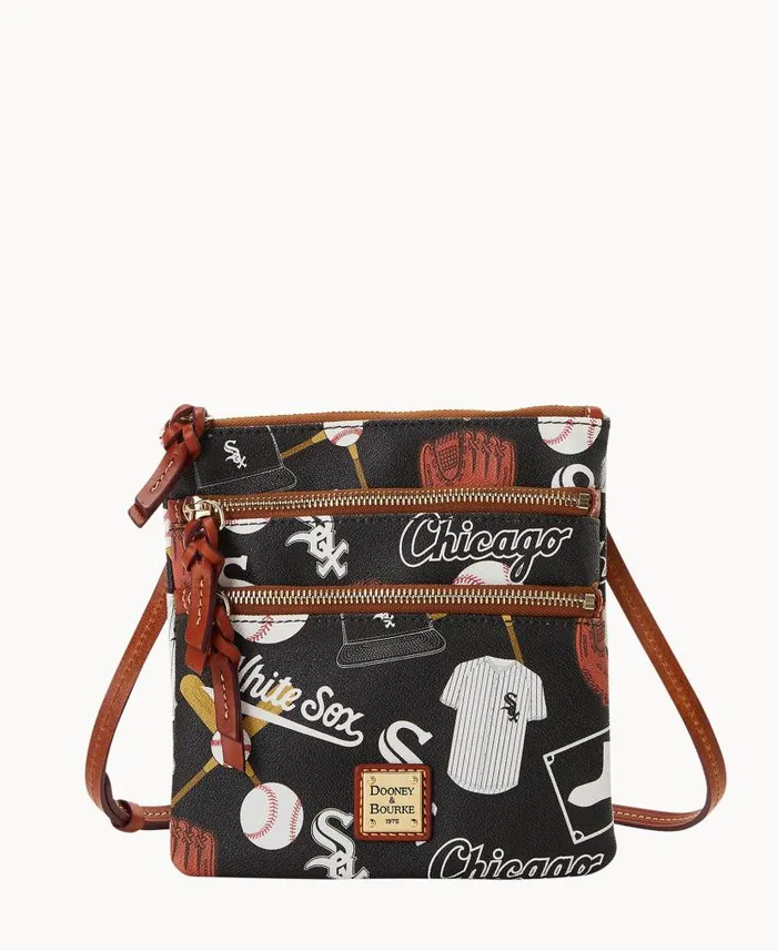 Dooney and Bourke MLB White Sox N S Triple Zip Crossbody White Sox WomenMen Crossbodies