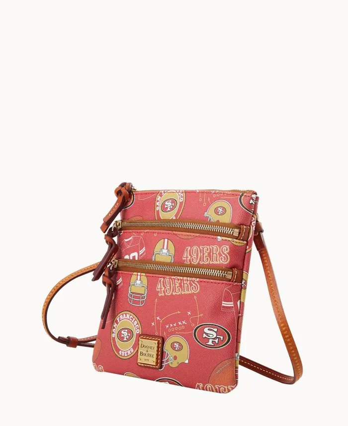 Dooney and Bourke NFL 49ers N S Triple Zip Crossbody 49ers WomenMen Crossbodies Dooney and Bourke NFL 49ers N S Triple Zip Crossbody 49ers WomenMen Crossbodies