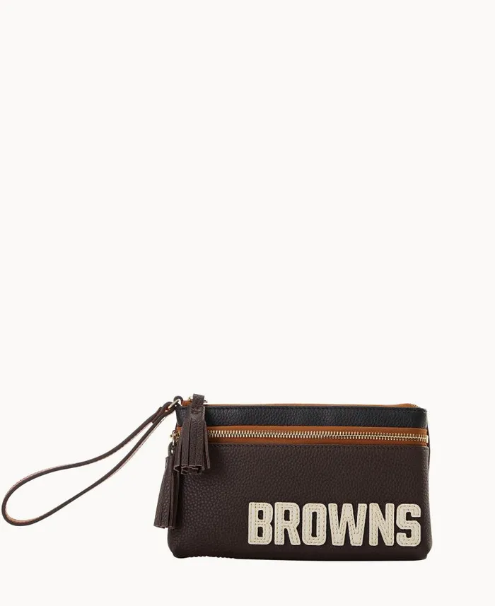 Dooney and Bourke NFL Browns Double Zip Wristlet Browns WomenMen Wallets