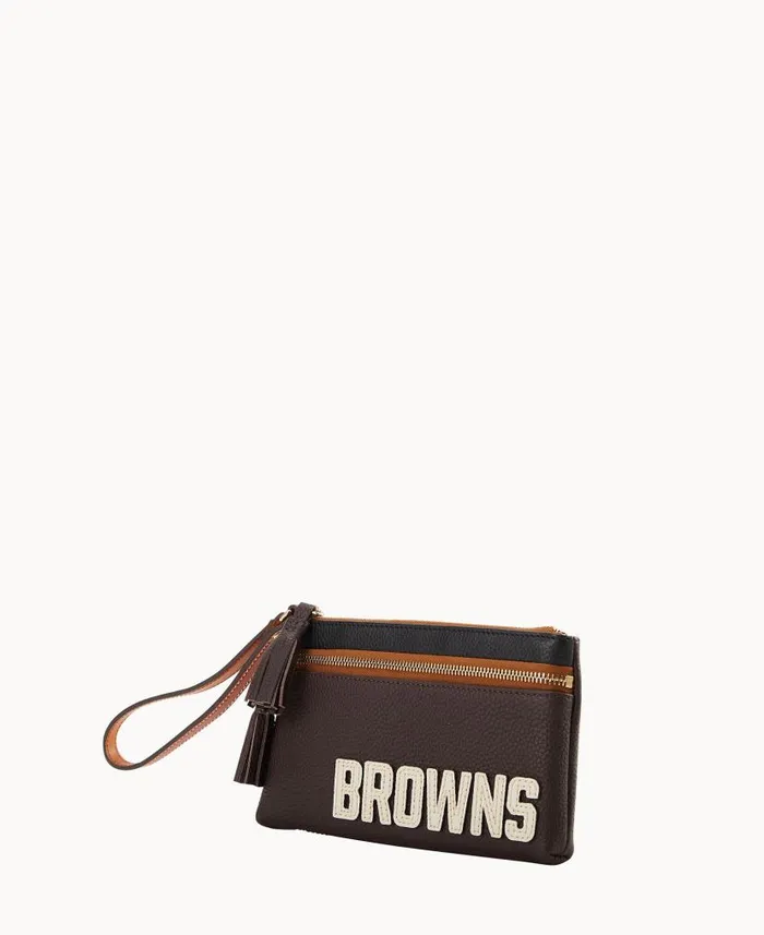 Dooney and Bourke NFL Browns Double Zip Wristlet Browns WomenMen Wallets