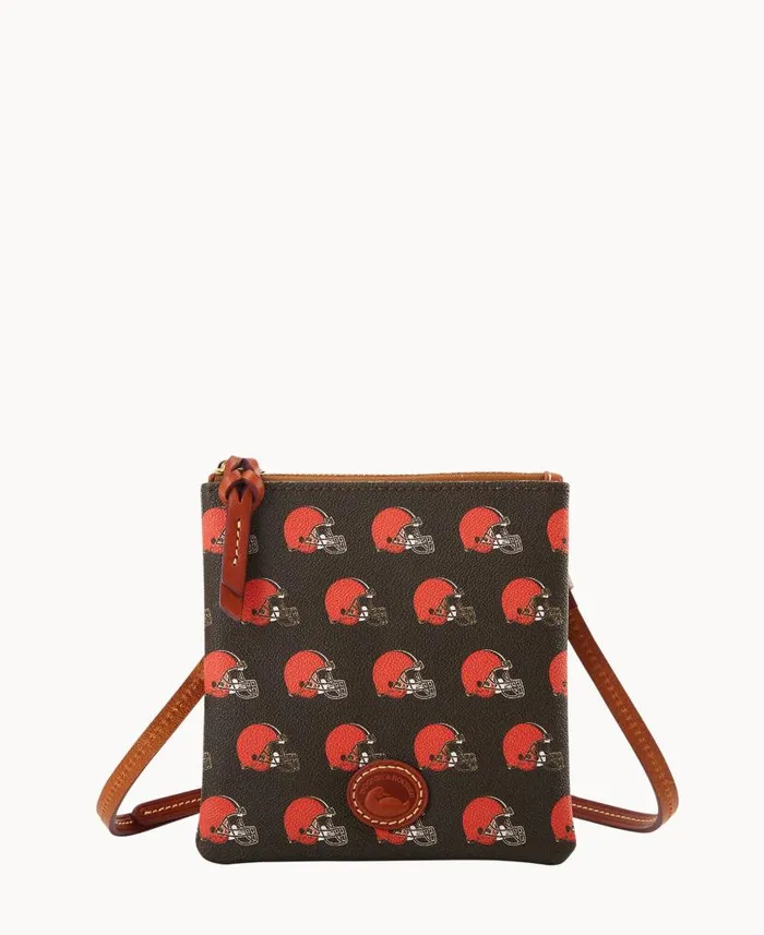 Dooney and Bourke NFL Browns Small North South Top Zip Crossbody Browns WomenMen Crossbodies Dooney and Bourke NFL Browns Small North South Top Zip Crossbody Browns WomenMen Crossbodies