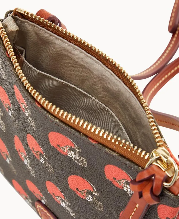 Dooney and Bourke NFL Browns Small North South Top Zip Crossbody Browns WomenMen Crossbodies Dooney and Bourke NFL Browns Small North South Top Zip Crossbody Browns WomenMen Crossbodies