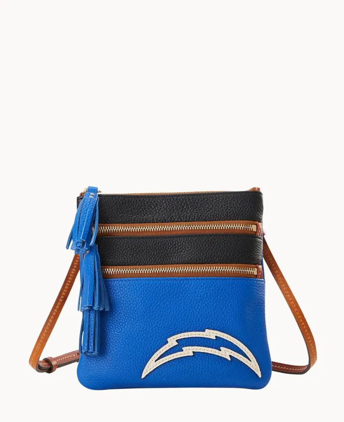 Dooney and Bourke NFL Chargers Triple Zip Crossbody Chargers WomenMen Crossbodies Dooney and Bourke NFL Chargers Triple Zip Crossbody Chargers WomenMen Crossbodies