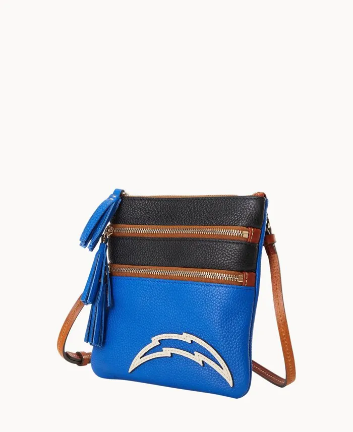Dooney and Bourke NFL Chargers Triple Zip Crossbody Chargers WomenMen Crossbodies Dooney and Bourke NFL Chargers Triple Zip Crossbody Chargers WomenMen Crossbodies