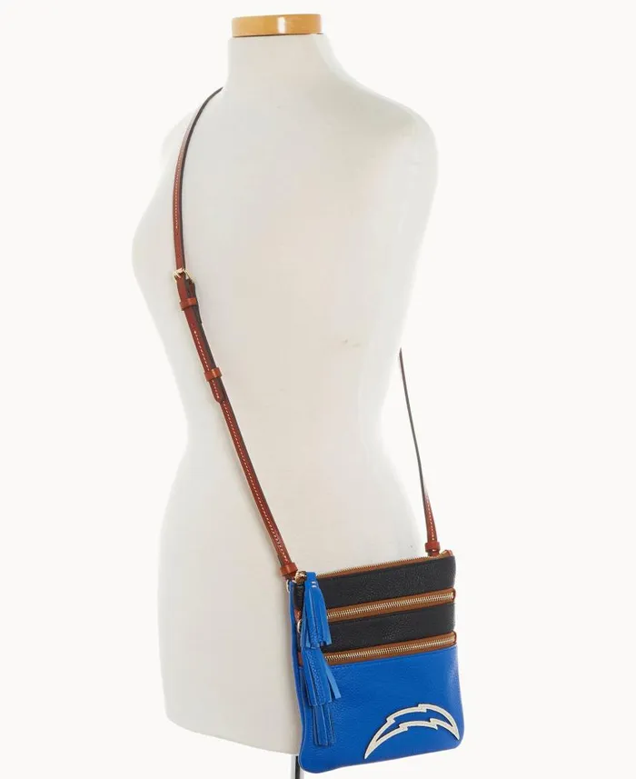 Dooney and Bourke NFL Chargers Triple Zip Crossbody Chargers WomenMen Crossbodies Dooney and Bourke NFL Chargers Triple Zip Crossbody Chargers WomenMen Crossbodies