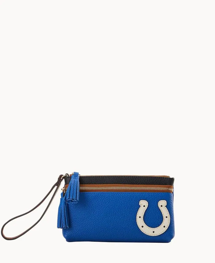 Dooney and Bourke NFL Colts Double Zip Wristlet Colts WomenMen Wallets