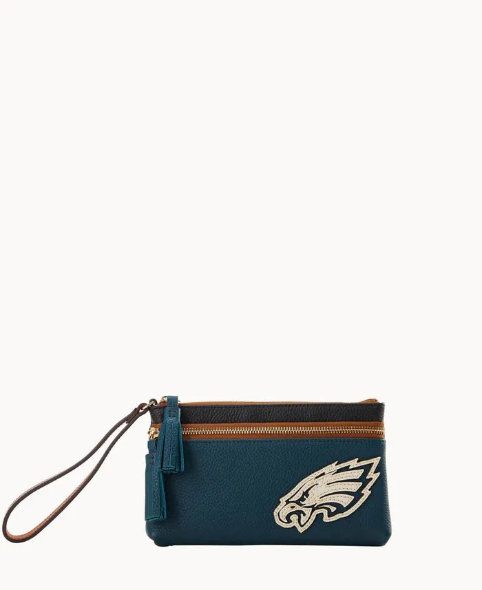 Dooney and Bourke NFL Eagles Double Zip Wristlet Eagles WomenMen Wallets