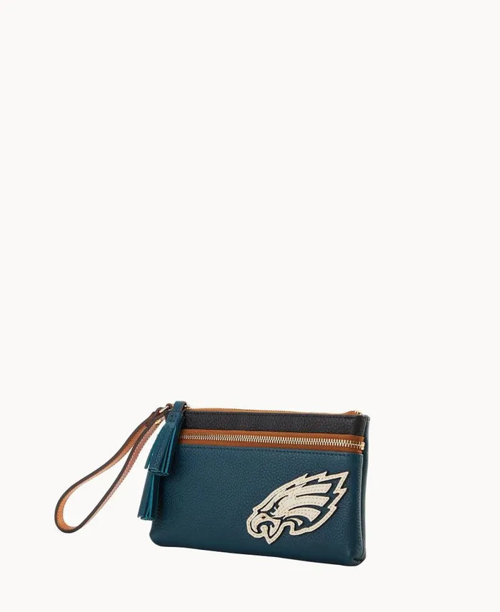 Dooney and Bourke NFL Eagles Double Zip Wristlet Eagles WomenMen Wallets