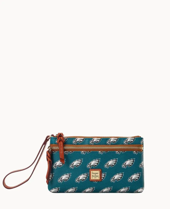 Dooney and Bourke NFL Eagles Double Zip Wristlet Philadelphia Eagles WomenMen Wallets Dooney and Bourke NFL Eagles Double Zip Wristlet Philadelphia Eagles WomenMen Wallets