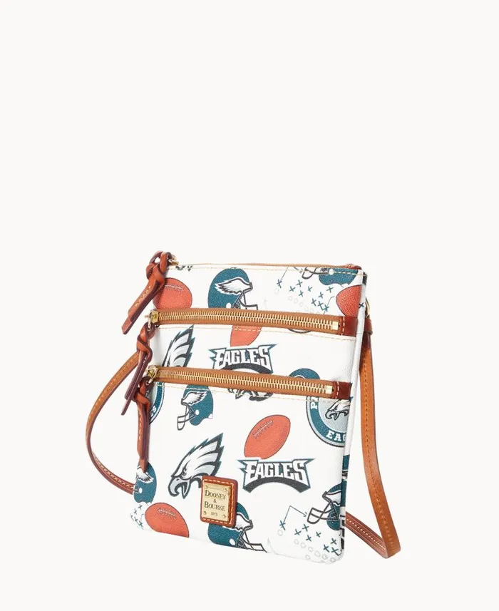 Dooney and Bourke NFL Eagles N S Triple Zip Crossbody Eagles WomenMen Crossbodies Dooney and Bourke NFL Eagles N S Triple Zip Crossbody Eagles WomenMen Crossbodies