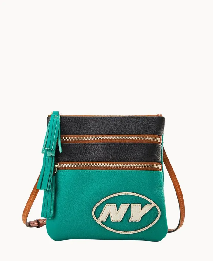 Dooney and Bourke NFL Jets Triple Zip Crossbody Jets WomenMen Crossbodies