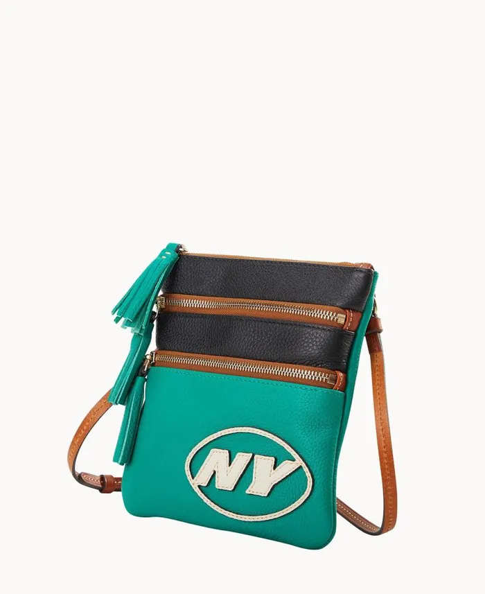 Dooney and Bourke NFL Jets Triple Zip Crossbody Jets WomenMen Crossbodies