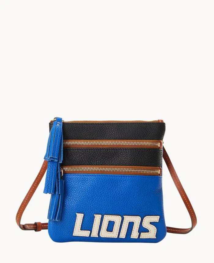 Dooney and Bourke NFL Lions Triple Zip Crossbody Lions WomenMen Crossbodies
