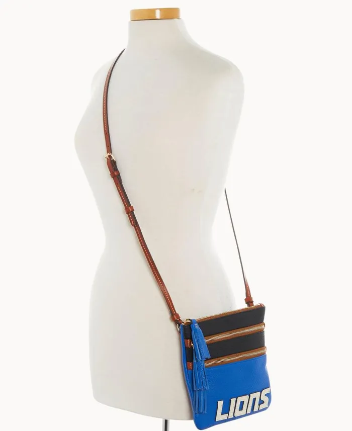 Dooney and Bourke NFL Lions Triple Zip Crossbody Lions WomenMen Crossbodies