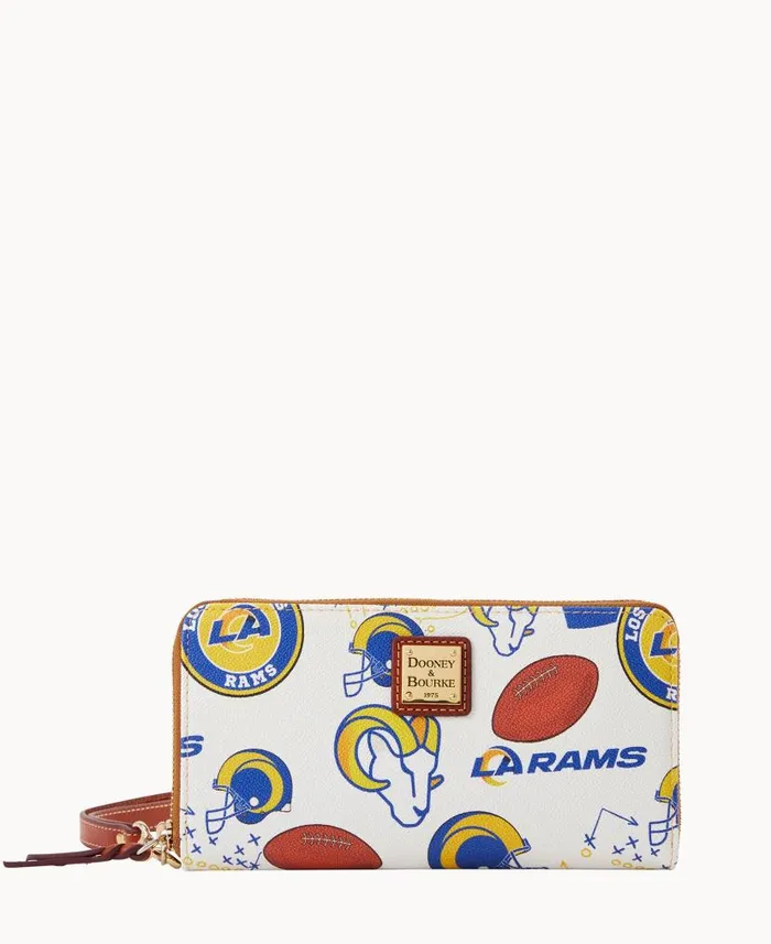 Dooney and Bourke NFL Rams Large Zip Around Wristlet Rams WomenMen Wallets