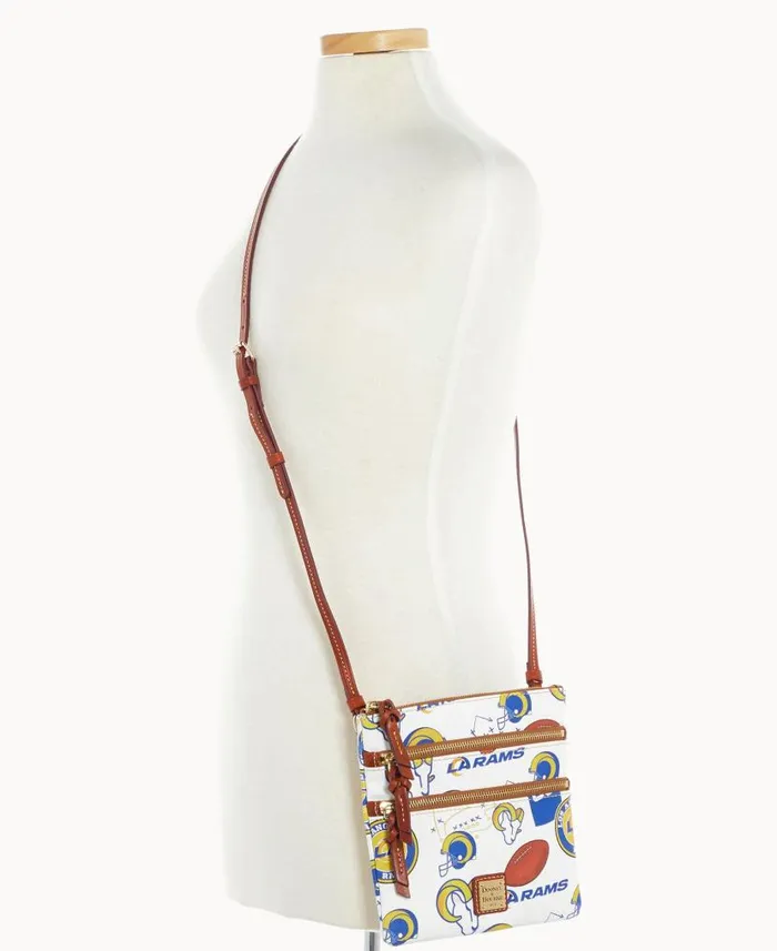 Dooney and Bourke NFL Rams N S Triple Zip Crossbody Rams WomenMen Crossbodies Dooney and Bourke NFL Rams N S Triple Zip Crossbody Rams WomenMen Crossbodies