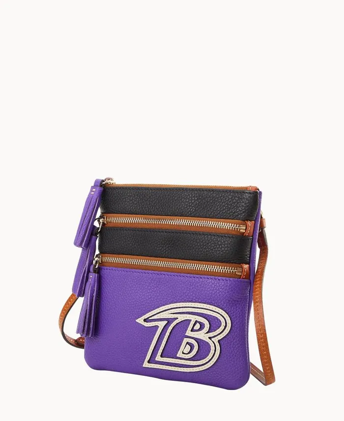 Dooney and Bourke NFL Ravens Triple Zip Crossbody Ravens WomenMen Crossbodies Dooney and Bourke NFL Ravens Triple Zip Crossbody Ravens WomenMen Crossbodies