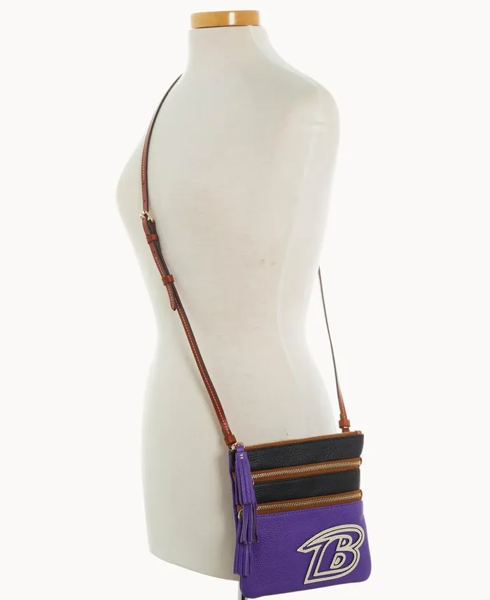 Dooney and Bourke NFL Ravens Triple Zip Crossbody Ravens WomenMen Crossbodies Dooney and Bourke NFL Ravens Triple Zip Crossbody Ravens WomenMen Crossbodies