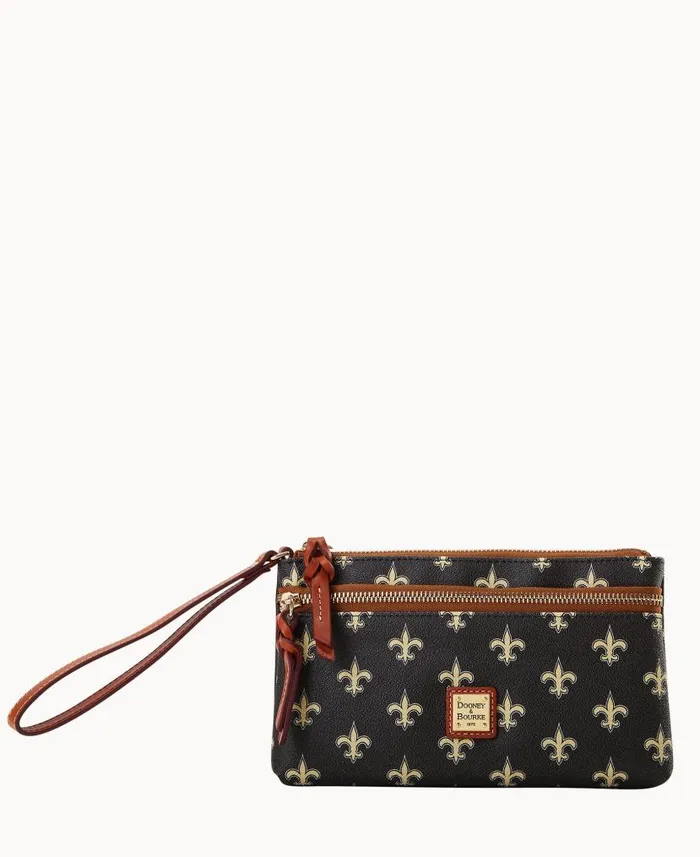 Dooney and Bourke NFL Saints Double Zip Wristlet Saints WomenMen Wallets