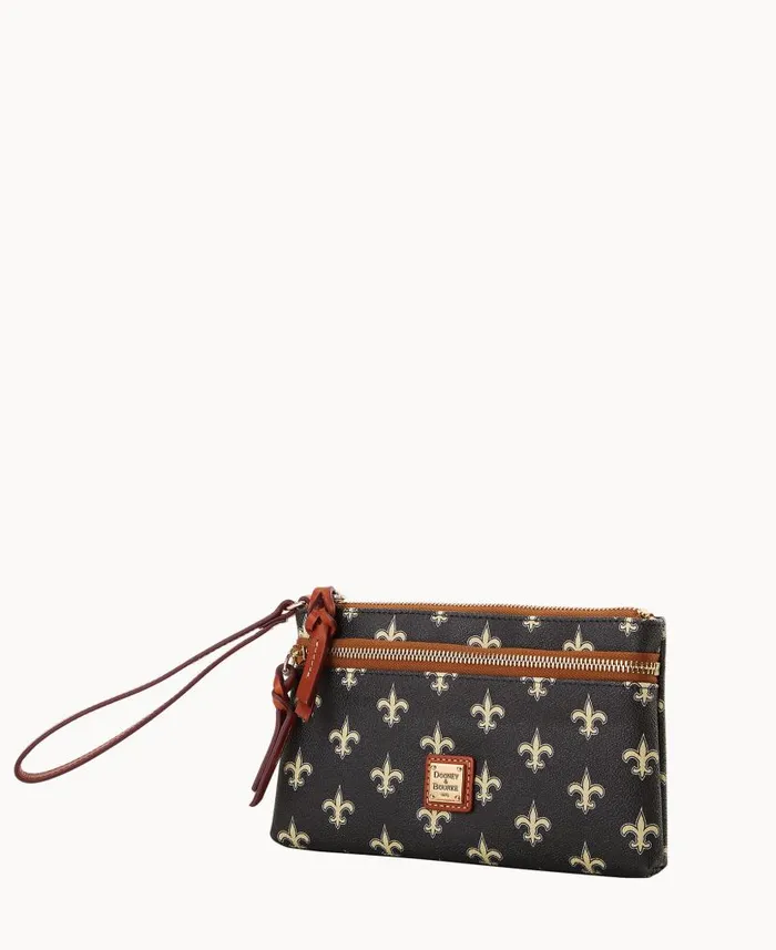 Dooney and Bourke NFL Saints Double Zip Wristlet Saints WomenMen Wallets