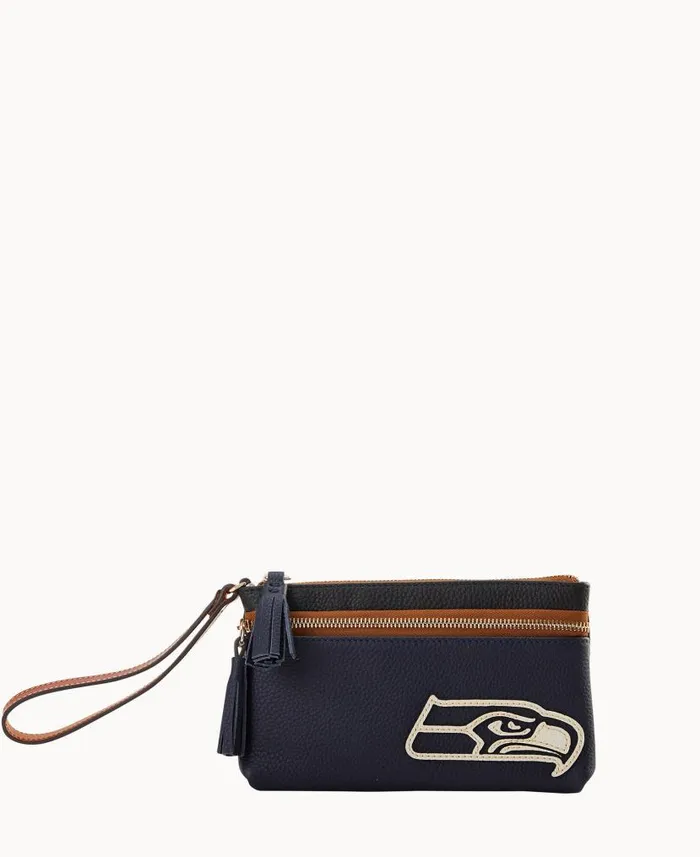 Dooney and Bourke NFL Seahawks Double Zip Wristlet Seahawks WomenMen Wallets
