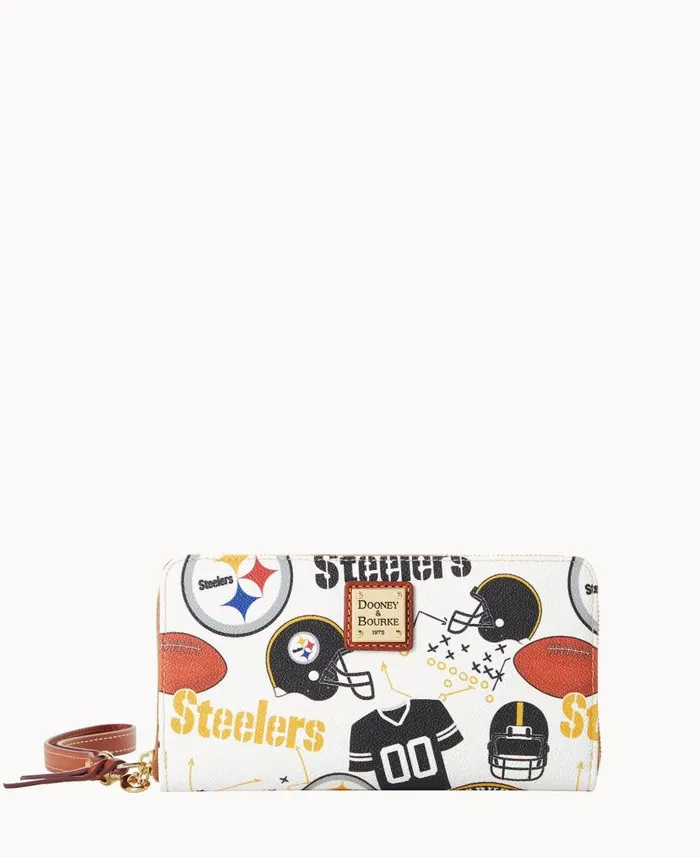 Dooney and Bourke NFL Steelers Large Zip Around Wristlet Steelers WomenMen Wallets