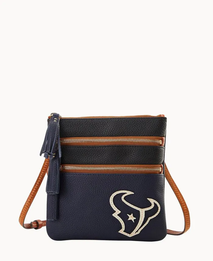 Dooney and Bourke NFL Texans Triple Zip Crossbody Texans WomenMen Crossbodies Dooney and Bourke NFL Texans Triple Zip Crossbody Texans WomenMen Crossbodies