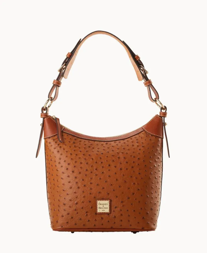 Dooney and Bourke Ostrich Hobo Sac Caramel WomenMen Shoulder Bags
