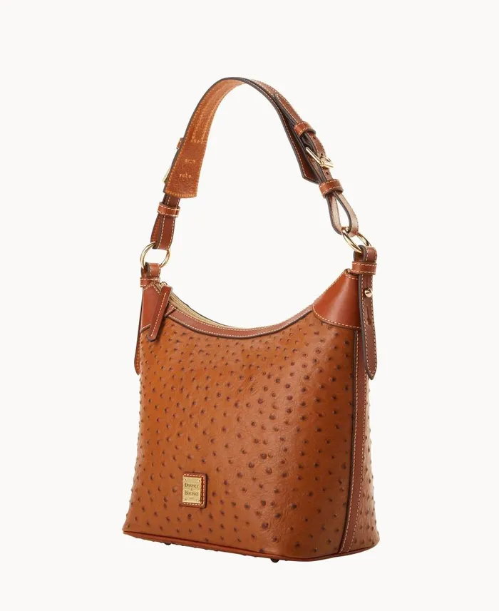 Dooney and Bourke Ostrich Hobo Sac Caramel WomenMen Shoulder Bags