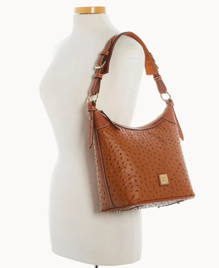 Dooney and Bourke Ostrich Hobo Sac Caramel WomenMen Shoulder Bags