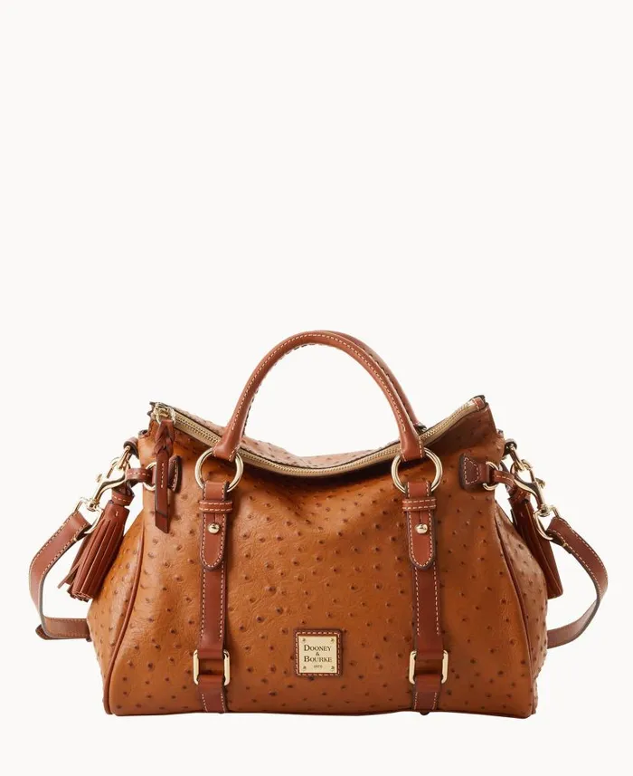 Dooney and Bourke Ostrich Large Satchel Caramel WomenMen Satchels
