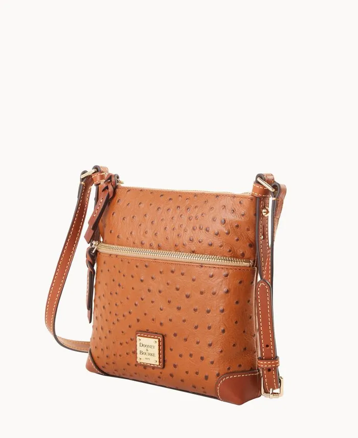 Dooney and Bourke Ostrich Letter Carrier Caramel WomenMen Crossbodies